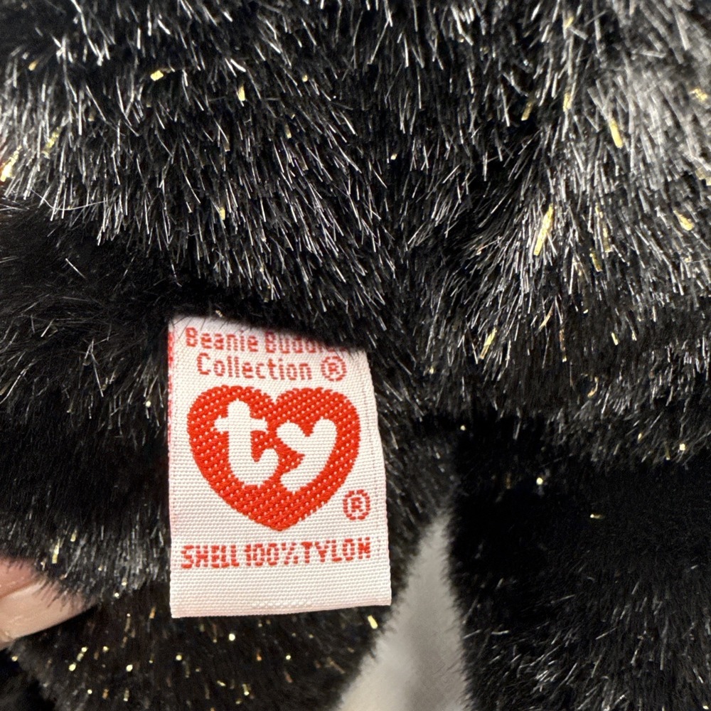 TY Beanie Buddy Haunt 14" Black & Gold Halloween Bear Retired Creased Tag 2002 - Picture 12 of 13